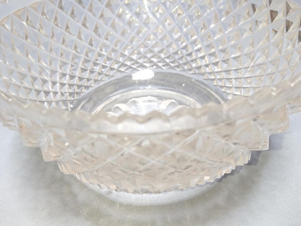 名家蔵出　江戸期　江戸切子鉢　6寸　保証