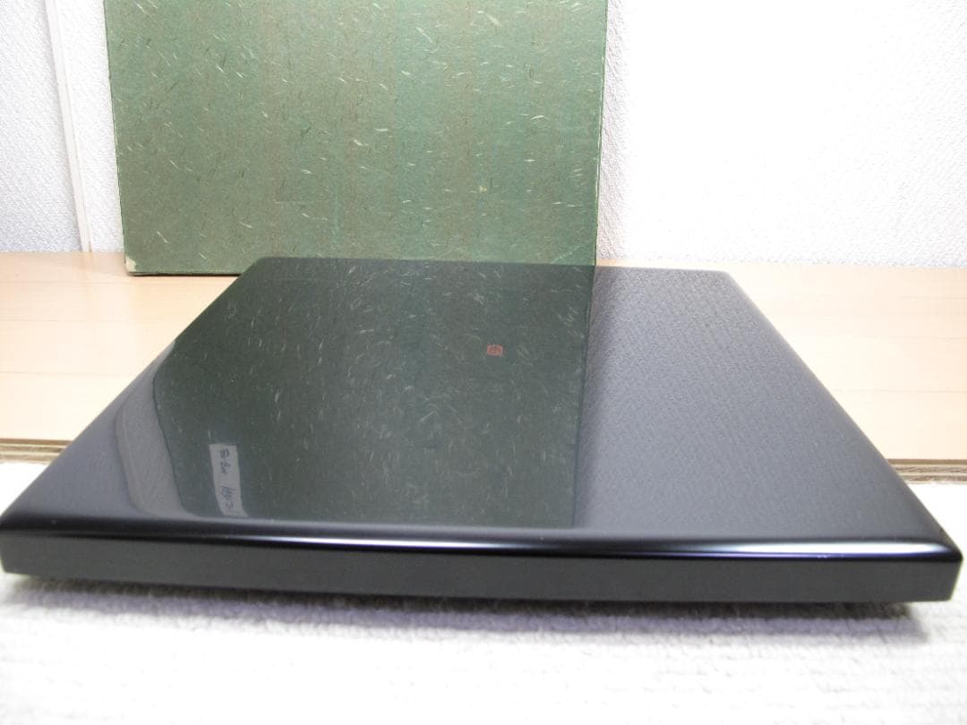 越前漆器 塗師 山本英明 作 四角盆　布目　ほぼ無傷