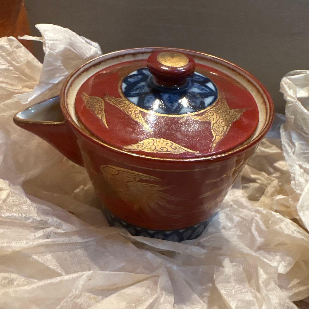 九谷焼　永楽　明治期　煎茶器揃　7点セット　アンティーク　古器 年代物