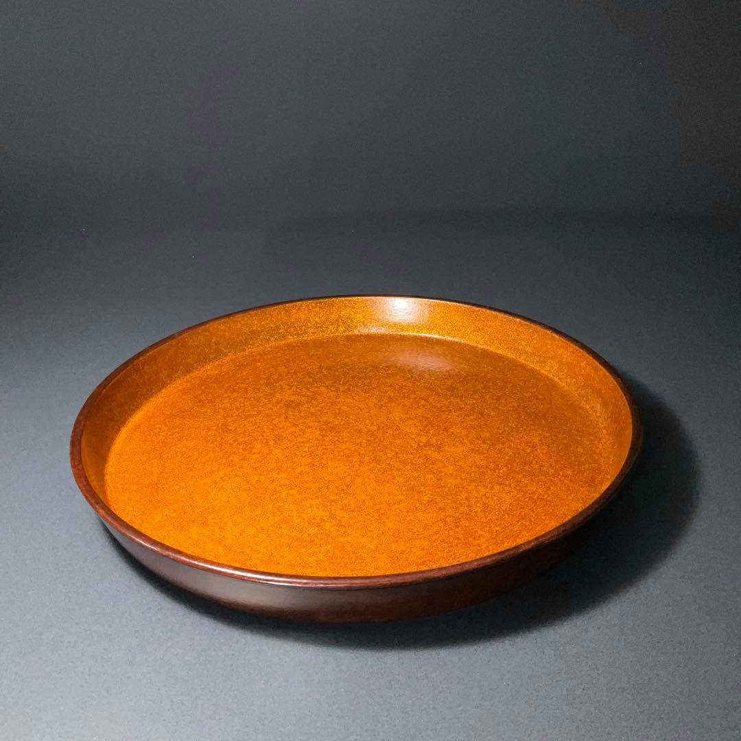 漆塗　丸盆　人間国宝・増村紀一郎　共箱　R1274A