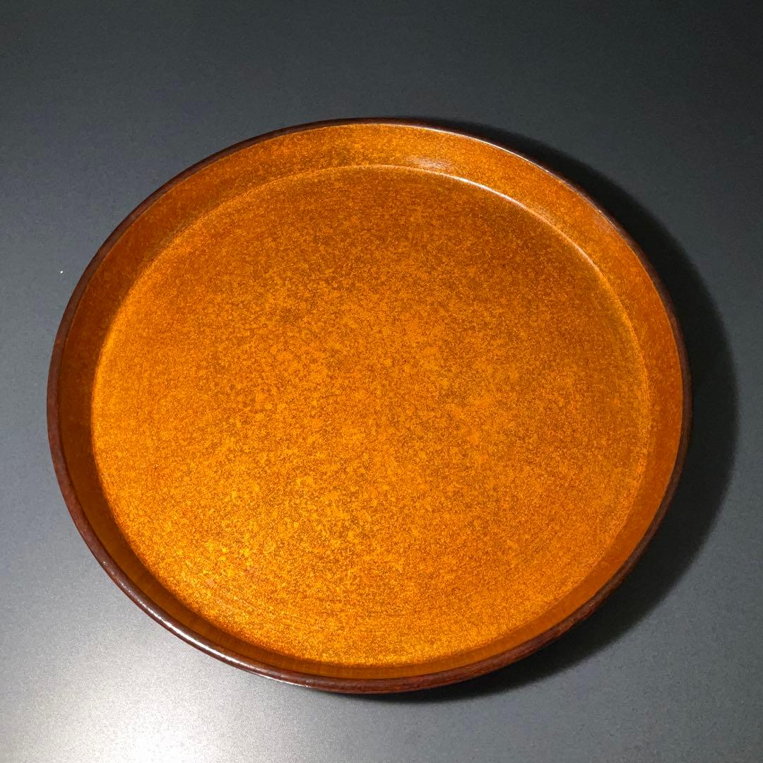 漆塗　丸盆　人間国宝・増村紀一郎　共箱　R1274A