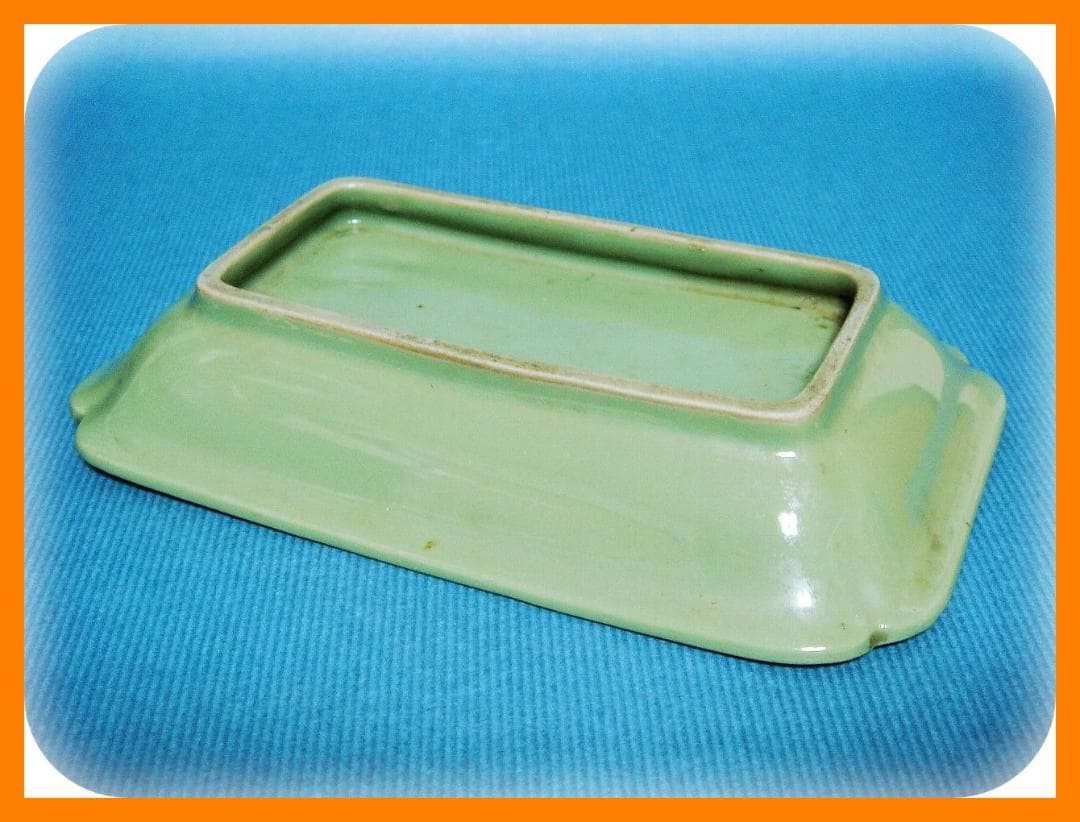 582『青磁 山水 長皿』　/骨董品 古美術 アンティーク 古玩