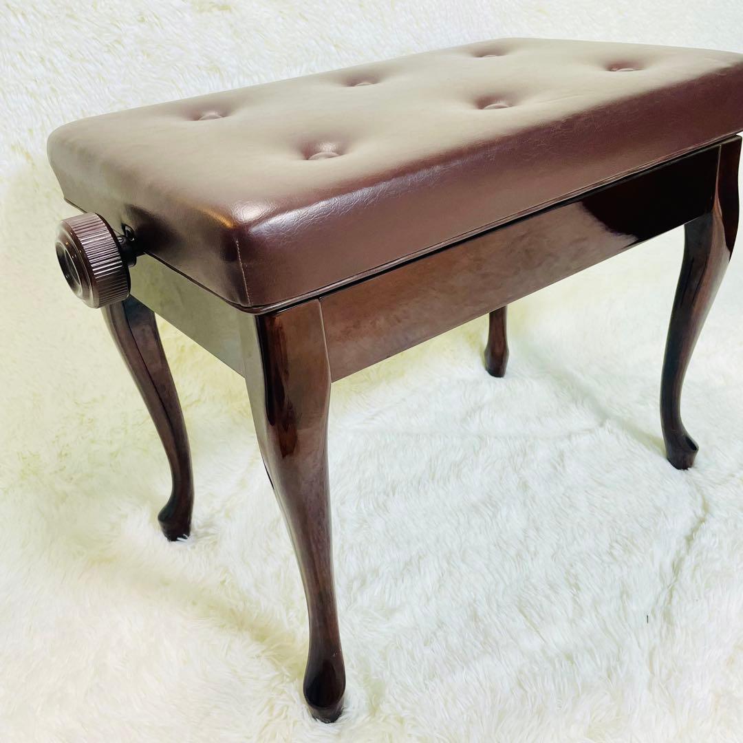 美品　猫足　ピアノ椅子　艶あり　ウォルナット　高さ調整機能付き　高級