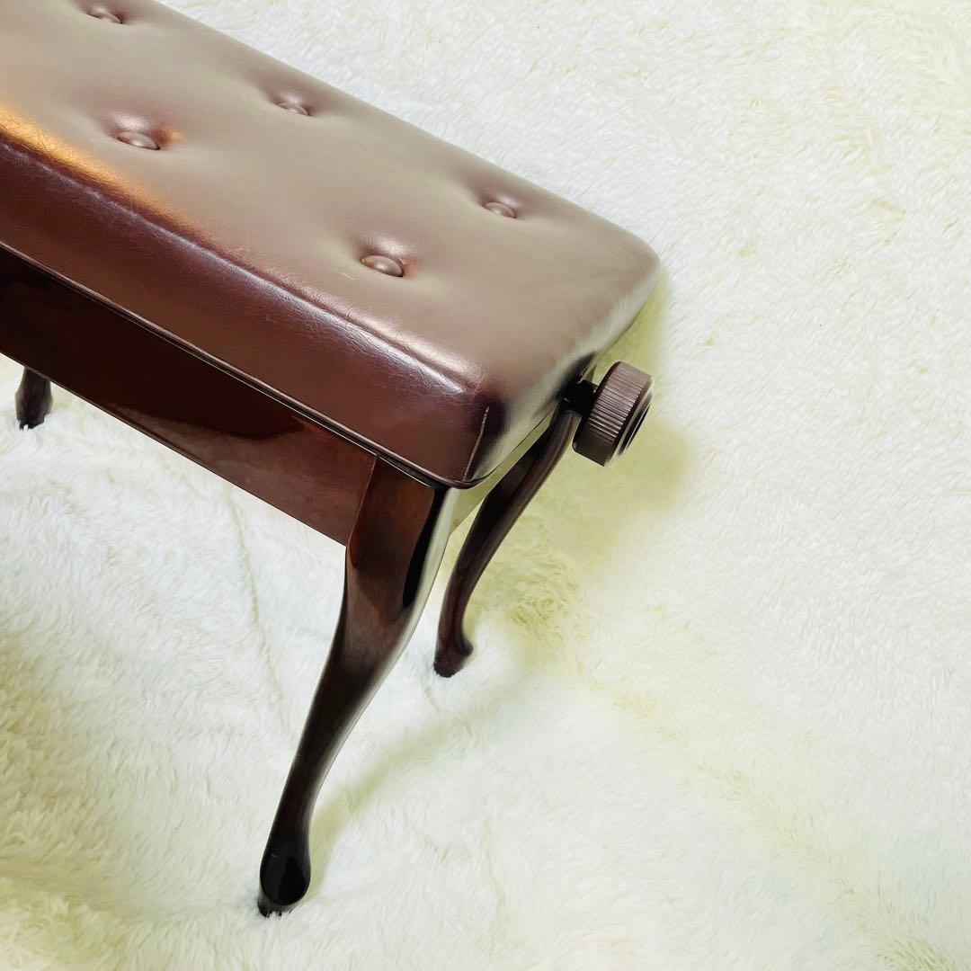 美品　猫足　ピアノ椅子　艶あり　ウォルナット　高さ調整機能付き　高級