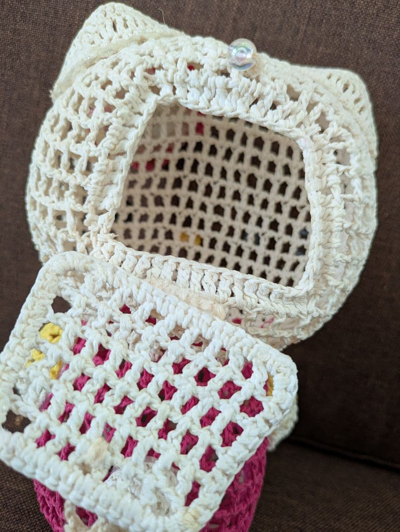 キティちゃん　ハローキティ かぎ針編み　小物入れ　インテリア　激レア　レトロ