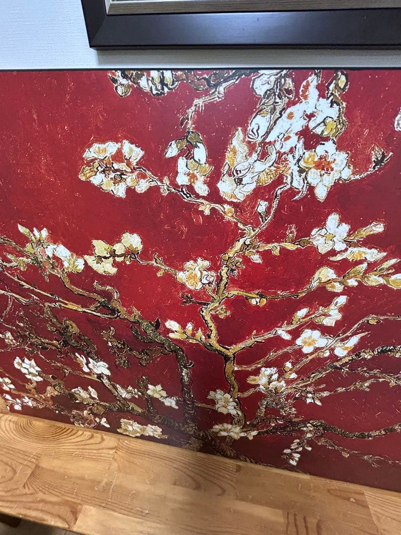 大型　花の枝の抽象画