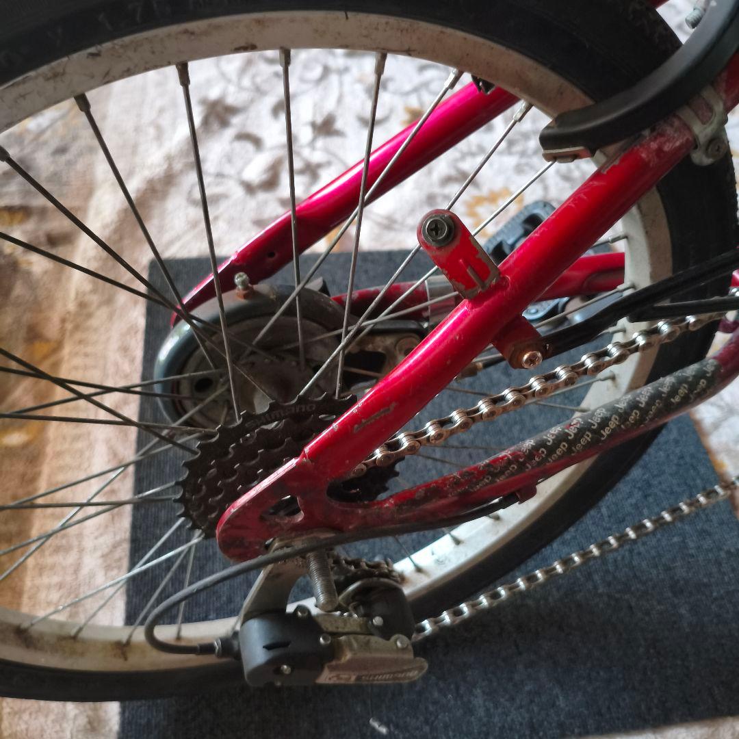 Jeep 折りたたみ自転車 赤 前カゴ付き 6段変速 送料込み