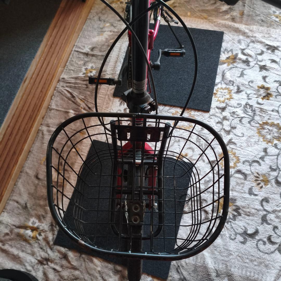 Jeep 折りたたみ自転車 赤 前カゴ付き 6段変速 送料込み