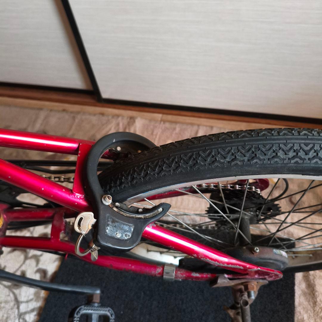 Jeep 折りたたみ自転車 赤 前カゴ付き 6段変速 送料込み