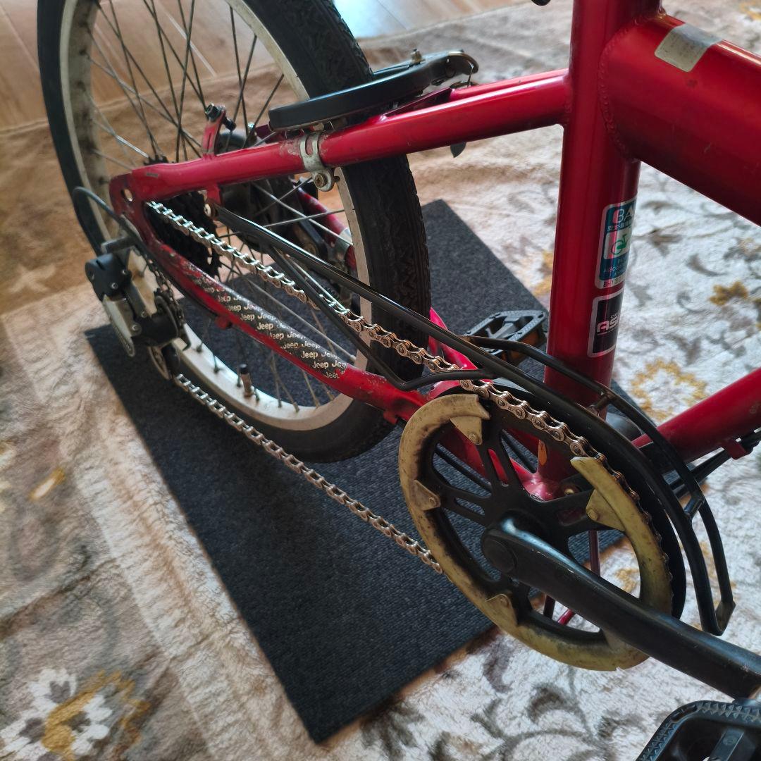 Jeep 折りたたみ自転車 赤 前カゴ付き 6段変速 送料込み