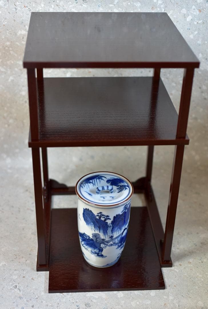 留二重棚【極上品】吸江斎好写　飾り棚　組立式　お茶道具/共箱