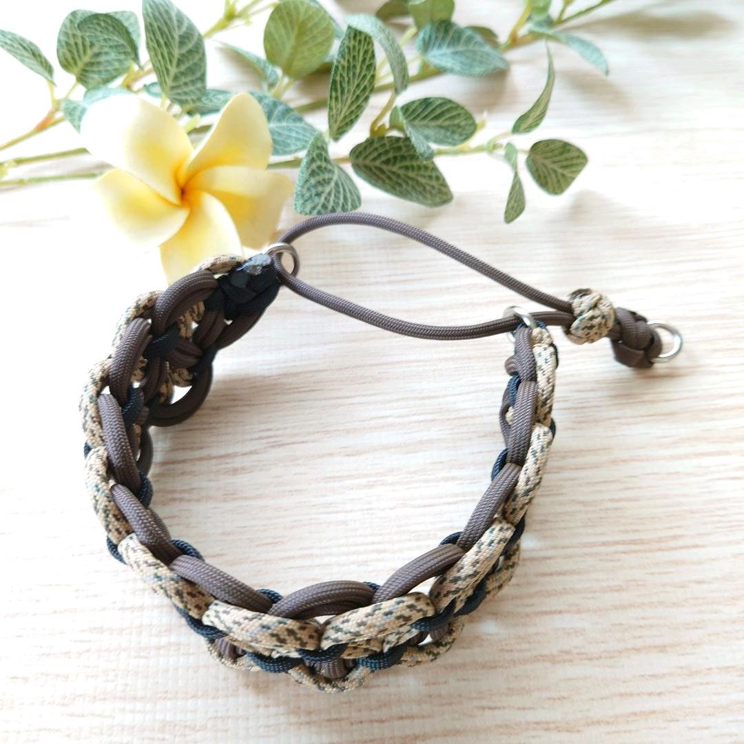 パラコード首輪　ハーフチョーク　太め　カッコイイレオパード調　№055