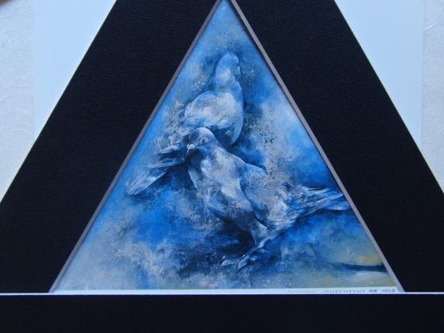 松尾京子、【BLUE BIRDS】、希少な画集画、新品高級額