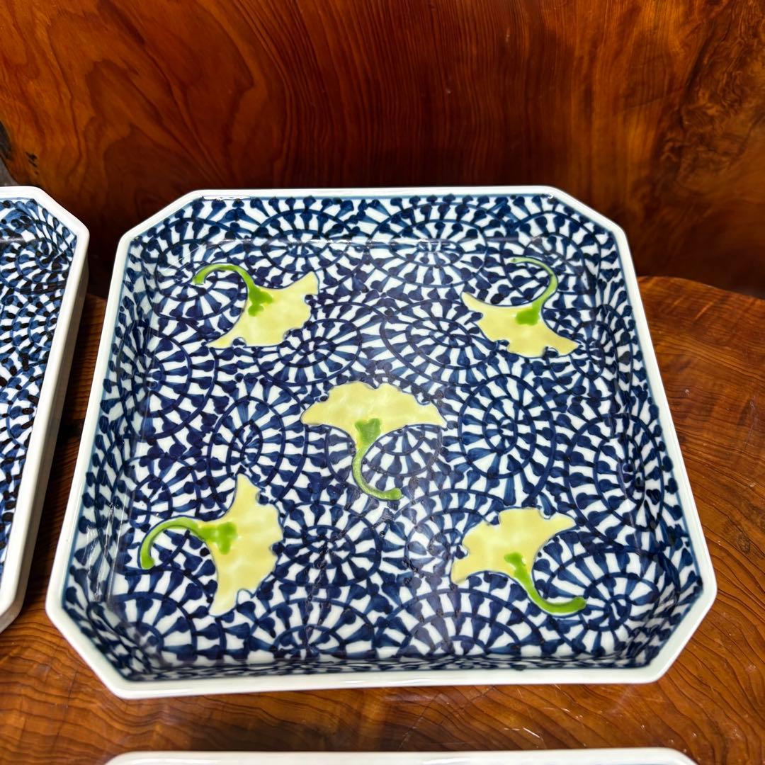 藤太郎窯　有田焼　染付　蛸唐草　皿　4枚まとめ