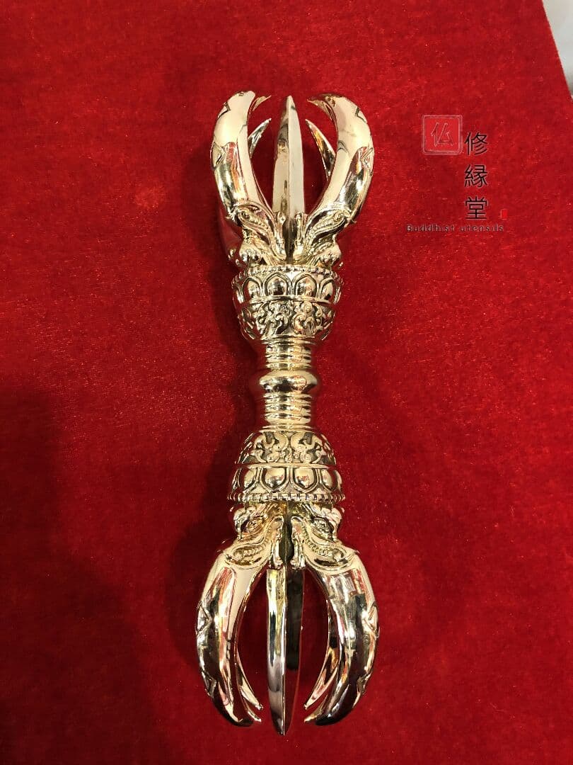 唐密法具 法器 宋式五鈷杵 金剛杵 真鍮製 23cm