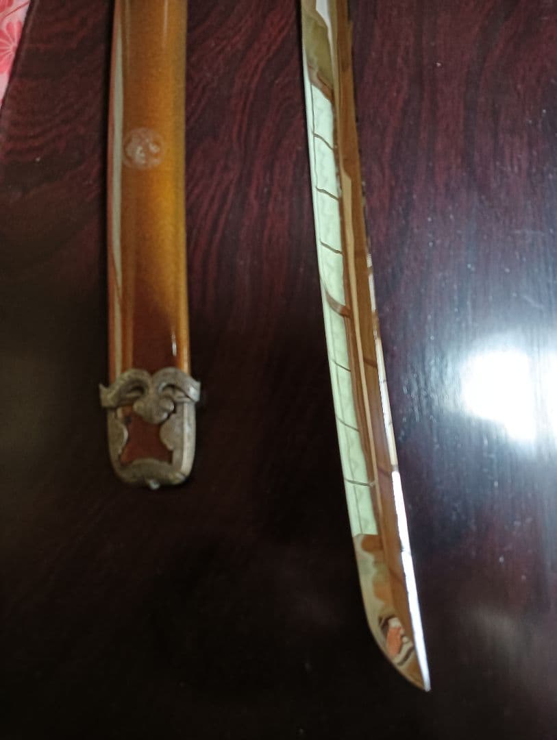 高級模擬家紋入伝統的な鞘付き古いレトロアンティーク袋付ヴィンテージ飾り置物