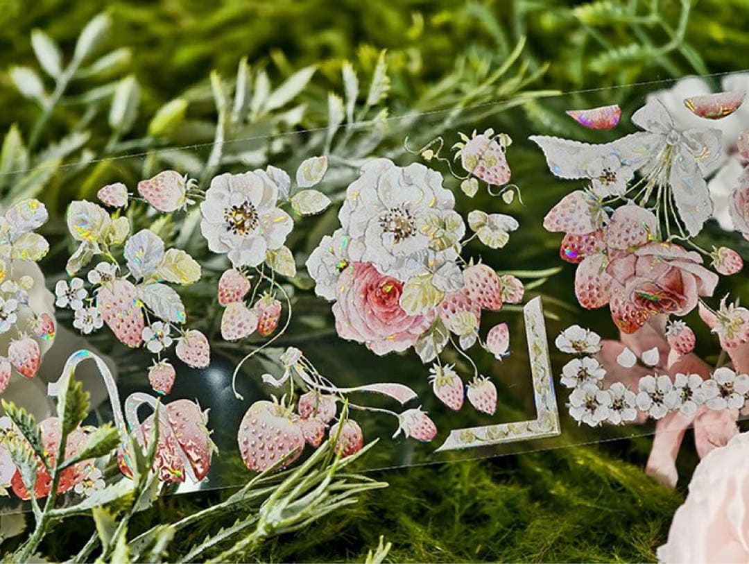 新七天《奶油玫莓》海外マスキングテープ　マステ 【2567】