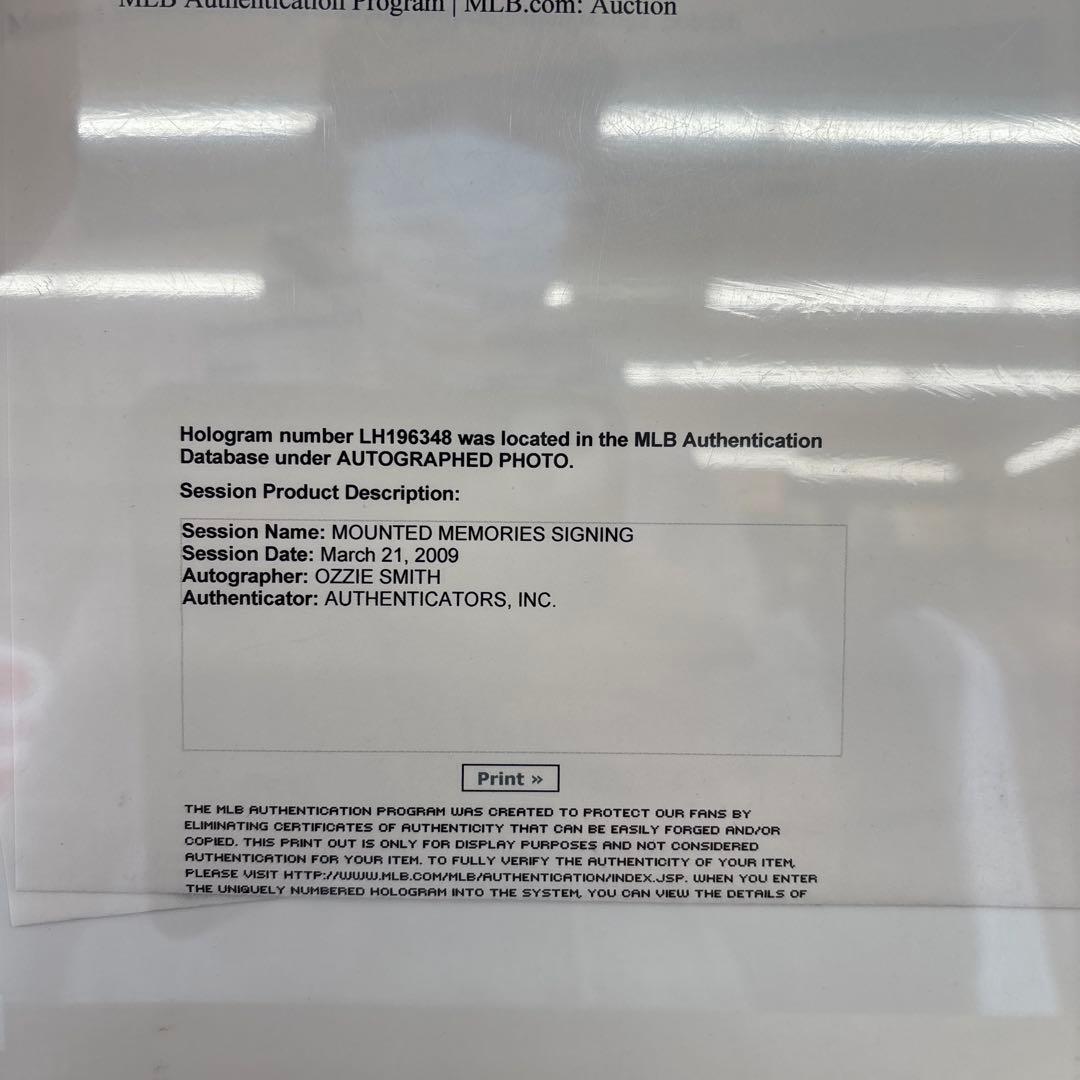 【5月SALE】MLBオジー・スミス選手サイン入り写真