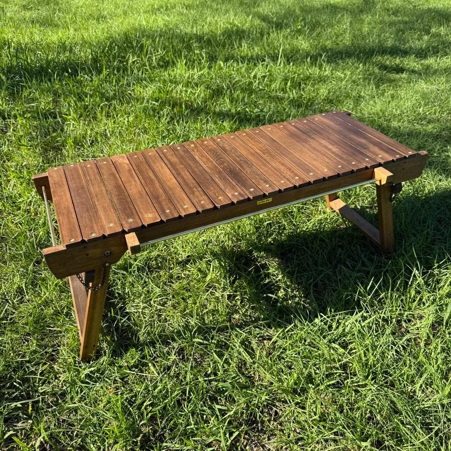 IGT対応 ウッドテーブル ウォルナット色 折りたたみキャンプテーブル