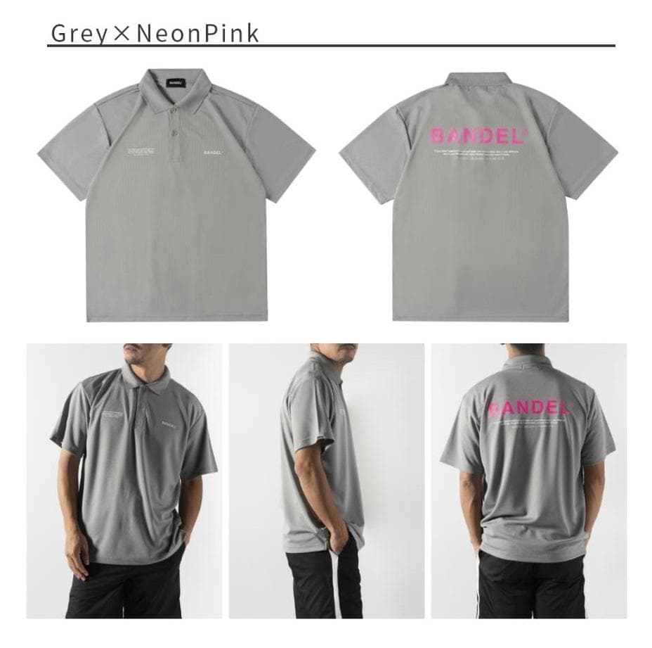 新品 バンデル ドライメッシュ ポロシャツ グレー×ネオンピンク Mサイズ