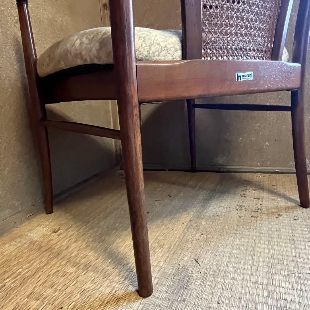 マルニ木工 籐張り ラウンジチェア 昭和レトロ