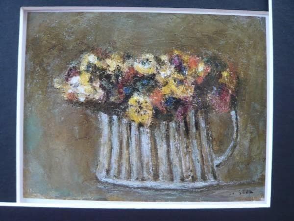 須田寿　縞の壷　レゾネより　状態良好　新品額・マット付