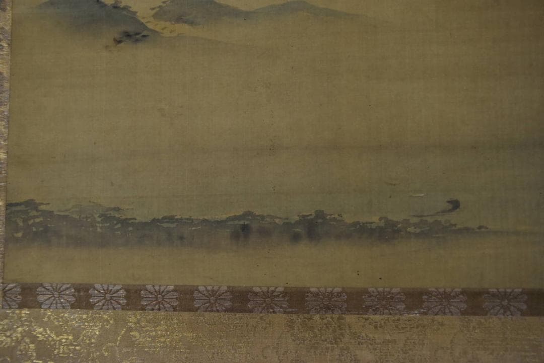 【真作】藤田友閑/富士山水図/横物/掛軸/名家伝来/Z-989