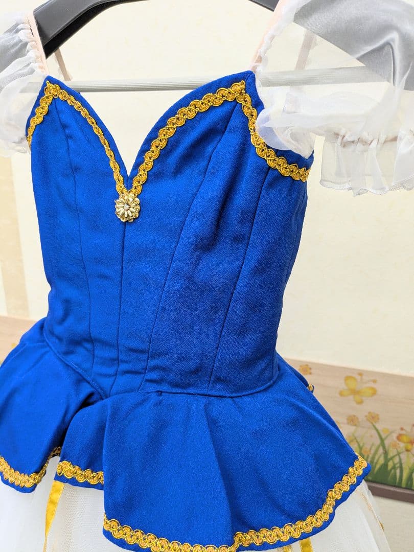 バレエ衣裳/ジュニア 青&白スカート　12着セット　頭飾り付き