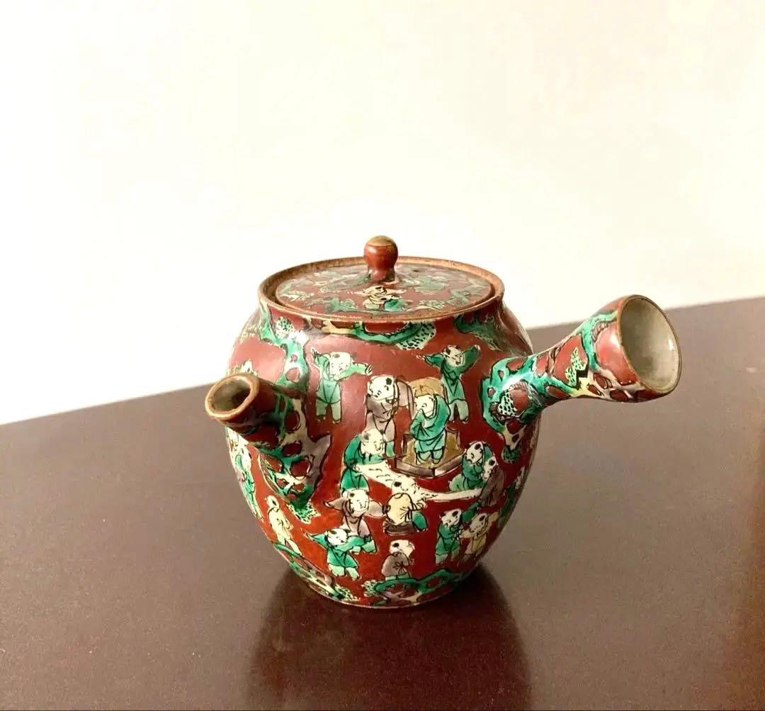 【九谷 木米】 骨董 アンティーク　急須　唐様 金彩赤絵