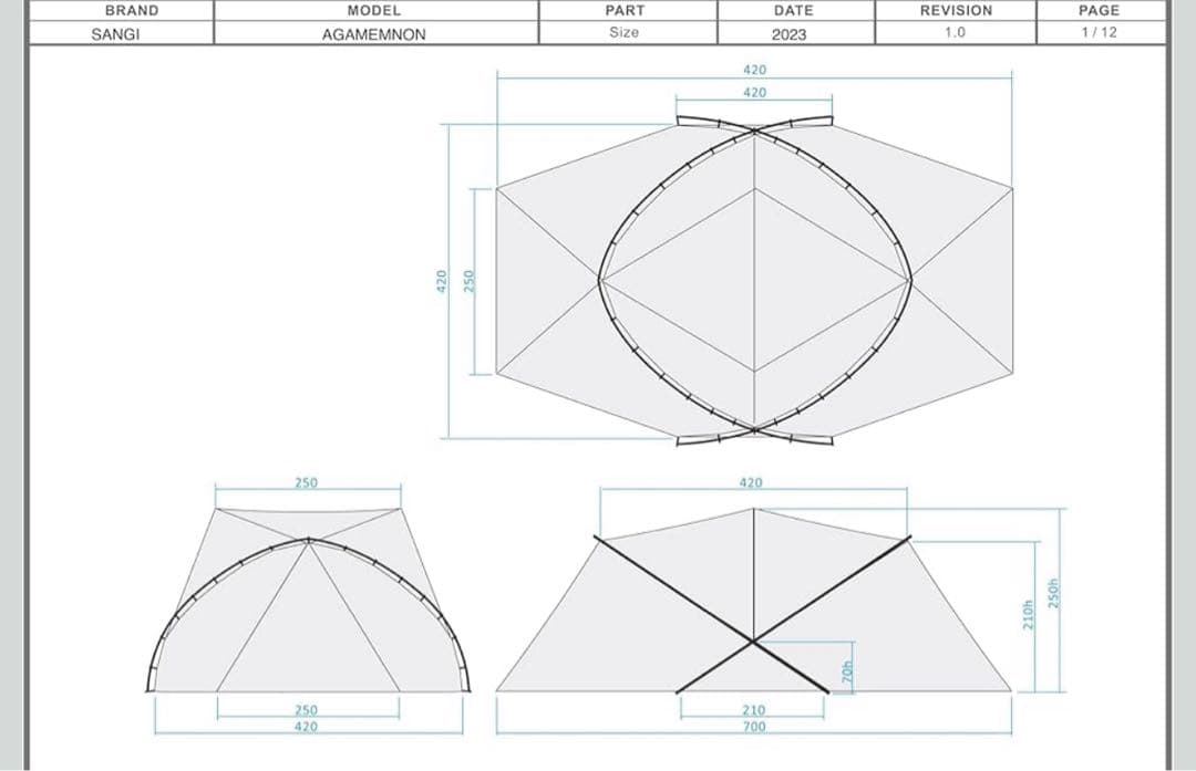 【西乞食山 】SANGI ツーポールドームテントAGAMEMNON