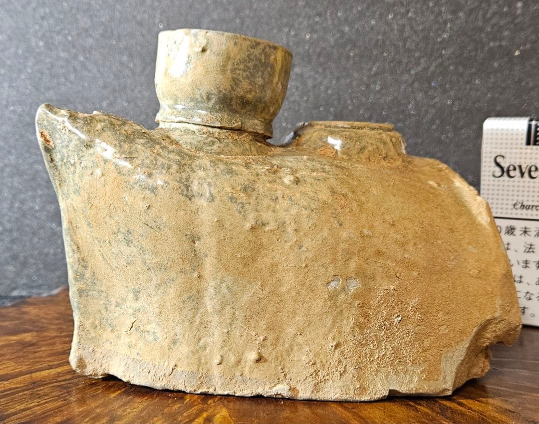 中国古代陶磁器　発掘品　漢時代　舟形 カマド形　オブジェ　花入れ　祭器