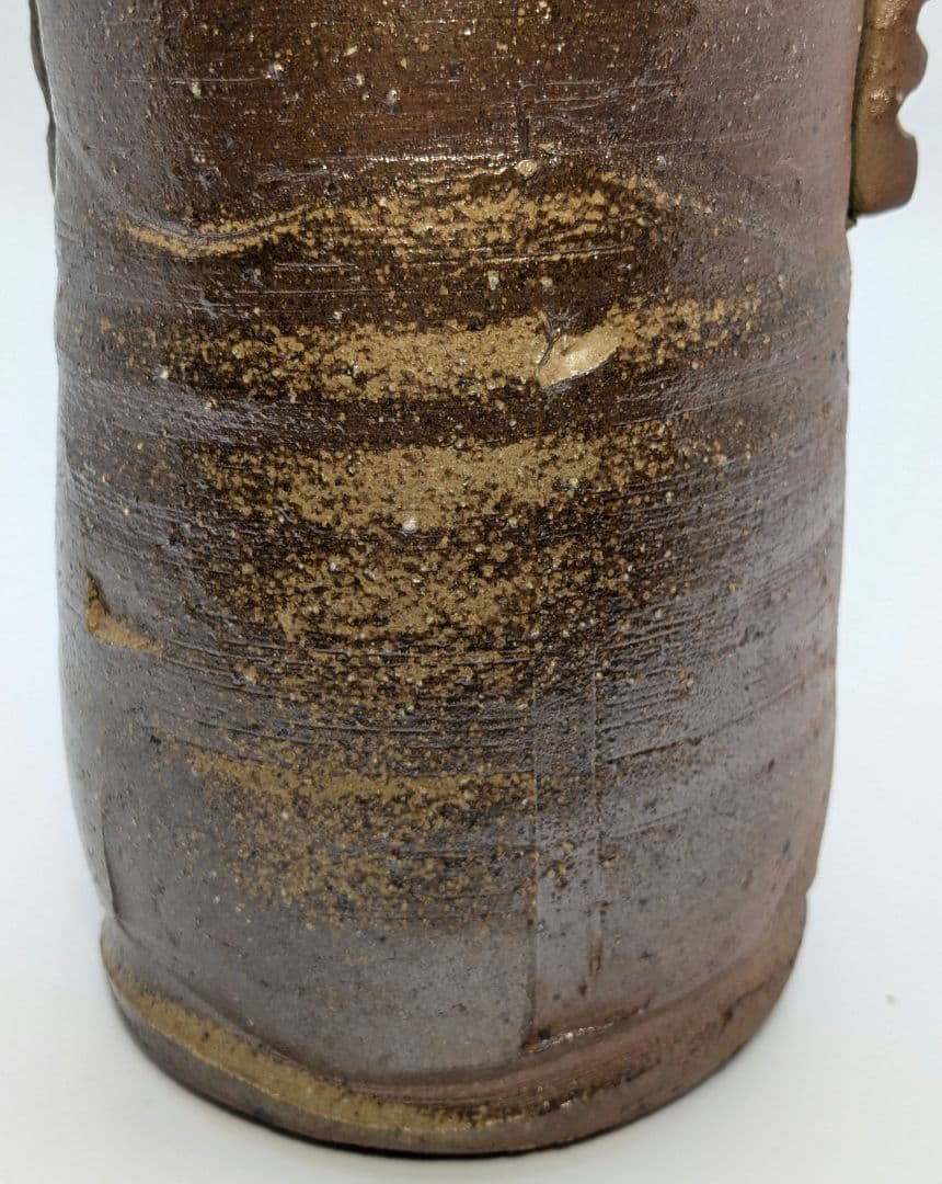 伝統工芸士 日幡光顕 備前焼 耳付花入 共箱共布栞 花器 フラワーベース 花瓶