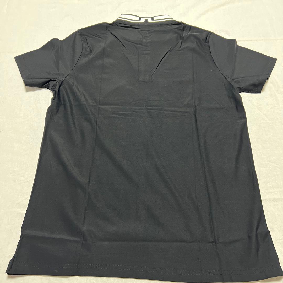 J.LINDEBERG ロゴ入り ブラック半袖ポロシャツ 新品タグ付き