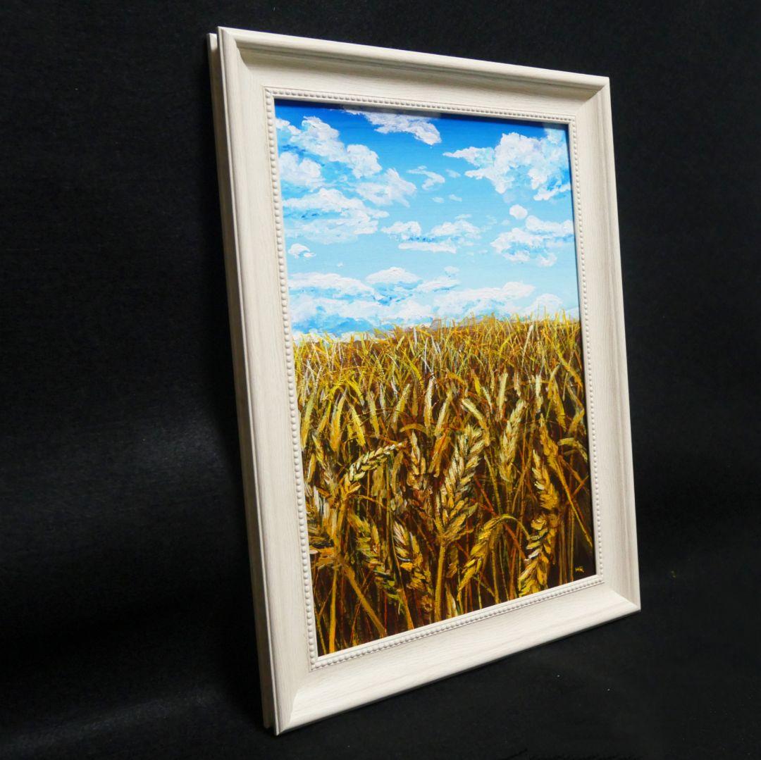 油絵 絵画 【空と雲の麦畑】