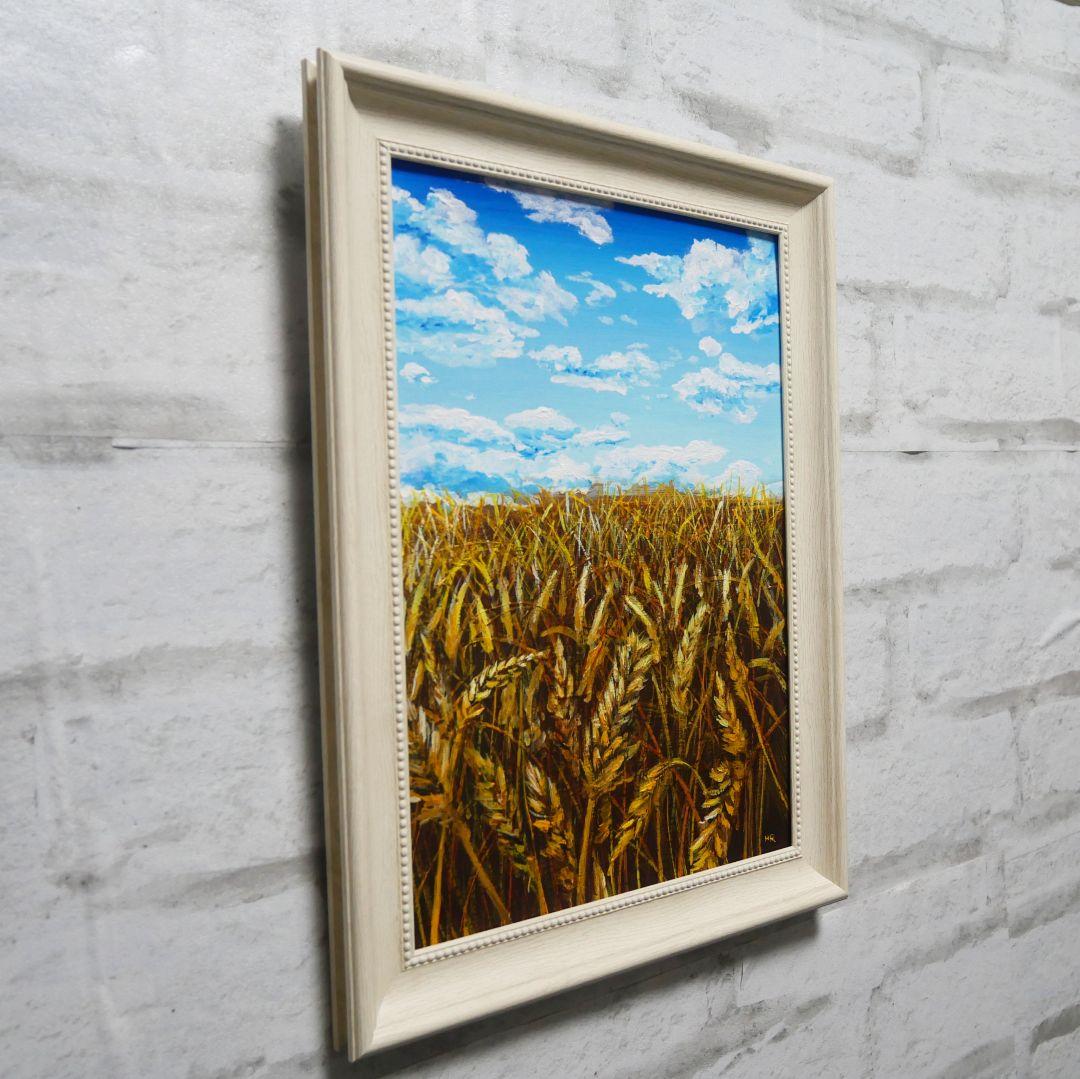 油絵 絵画 【空と雲の麦畑】