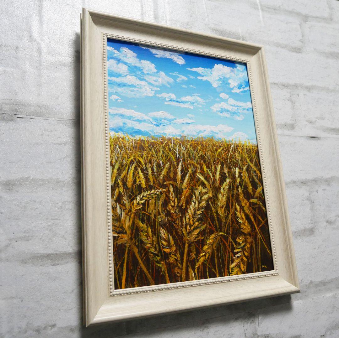油絵 絵画 【空と雲の麦畑】