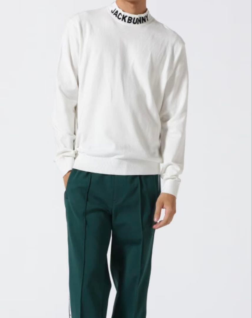 新品 パーリーゲイツ ジャックバニー ロゴハイネックニット(5)サイズL/白