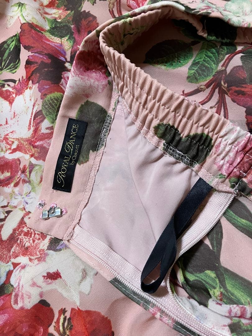 社交ダンス　 DANCE ピンクシフォン＆フリル　ロングスカート