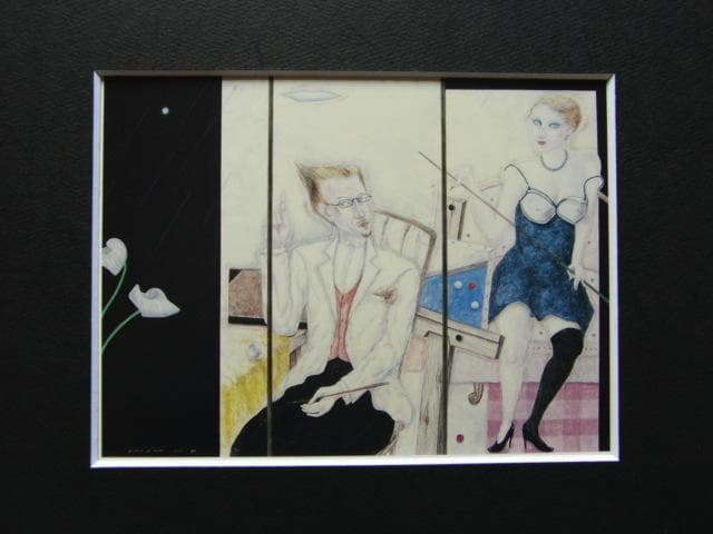 森田康雄「画家とモデル」、日本の画家、洋画、希少な額装用画集より