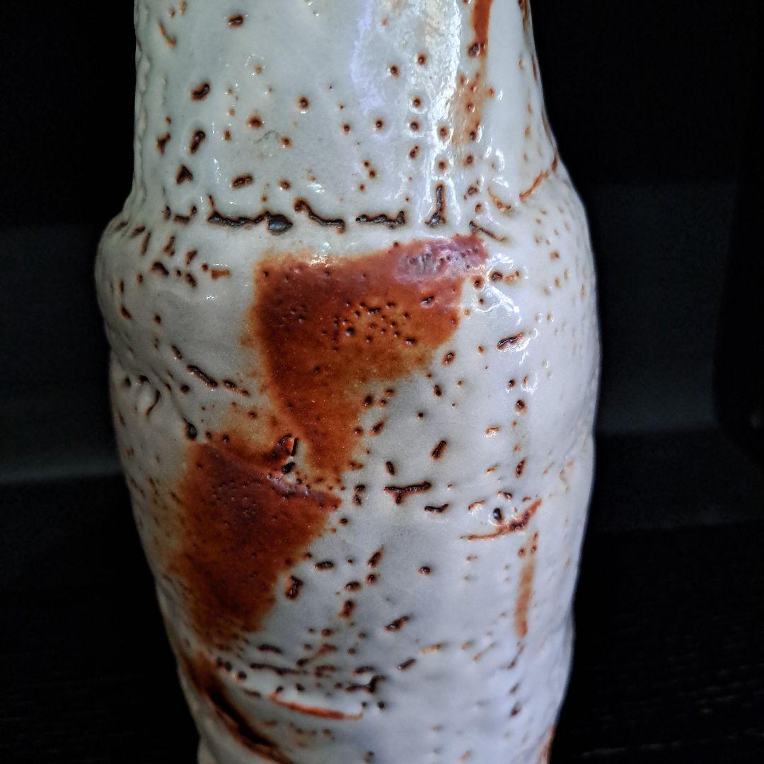 人間国宝　安藤日出武　　鼠志野　花生