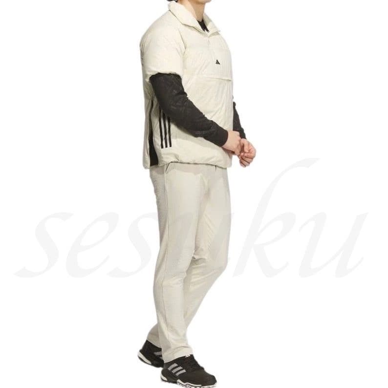 【L】秋冬 アディダス ゴルフ 保温 撥水 ハイネック 半袖ダウンジャケット