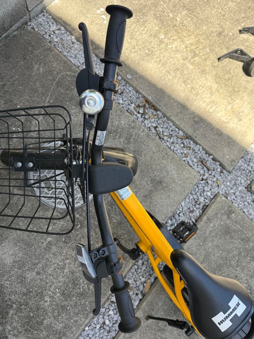 HUMMER 幼児用自転車 イエロー 前カゴ、補助輪付き