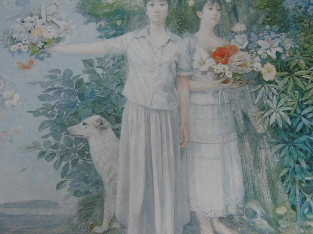 山本文彦、【花信】、希少な額装用画集より、新品額装付