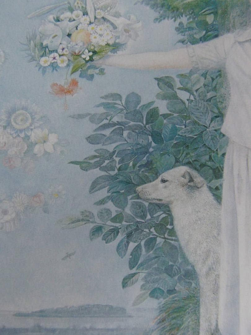 山本文彦、【花信】、希少な額装用画集より、新品額装付