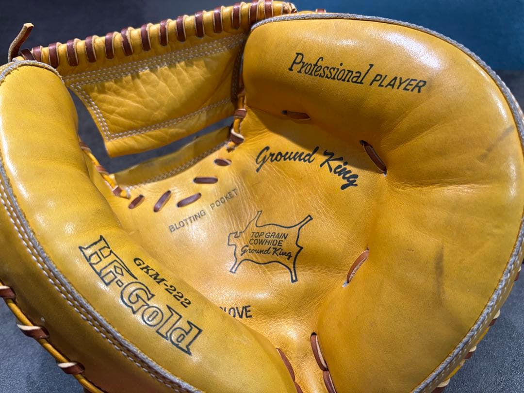 Hi-Gold☆ハイゴールド レトロ捕手ミット（GKM-222）紐切れあり