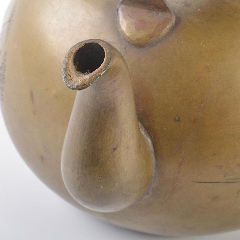 煎茶道具　銅製　彫金花文　湯沸し　水次　薬缶　D　R6514