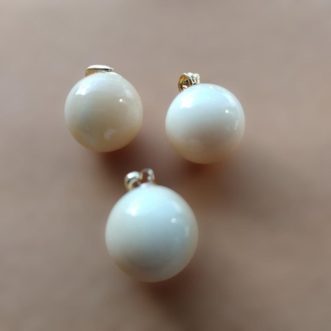 鯨歯　マッコウクジラ　牙玉ペンダントトップ　11㎜　9個