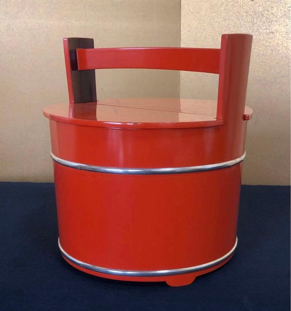 《R》茶道具 朱塗 手桶水指 塗師 岡本陽斎造 共箱　260107か5