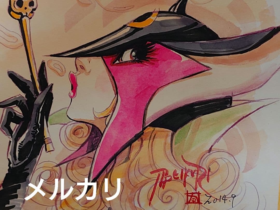 ヤッターマン　九里一平　直筆カラーイラストサイン色紙