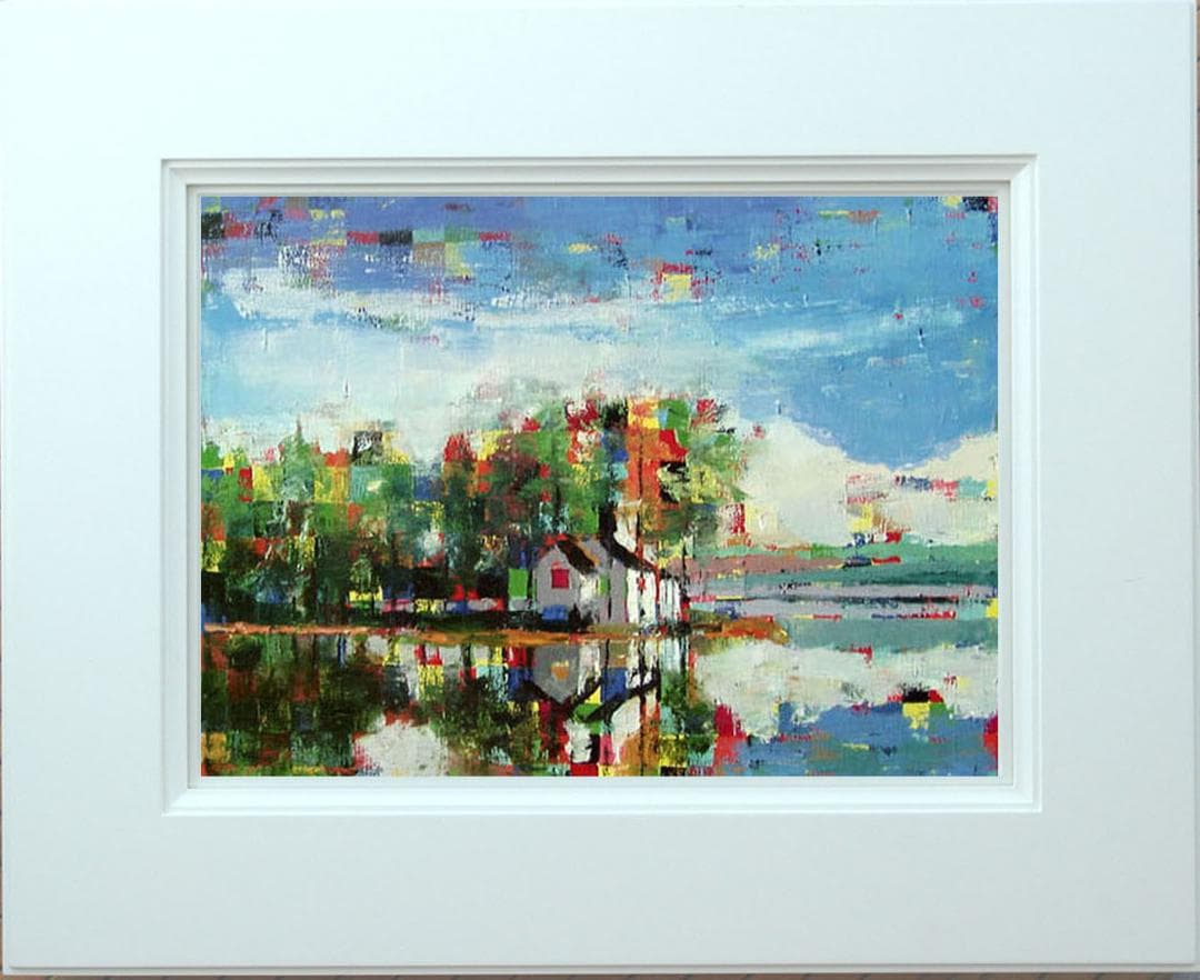 油絵 菅家令子 絵 絵画 インテリア 額付(白) uF6-062403 風景